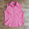 (S) Option Elle Button Up Collared Cotton Blend Tank Top Business Casual Office