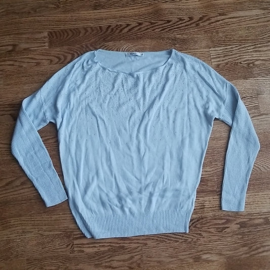 (S) Ricki's Patlstel Embellished Long Sleeve Sweater/Top Rayon Blend Soft Cute