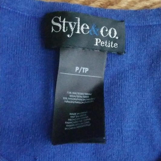 (S) Style & Co. Petite Silk Blend Ribbed Detailing Tank Top Cute Unique