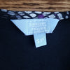 (S) Denver Hayes Geometric Design Ruffle Shoulder Tie Waist Sherr Overlay Top