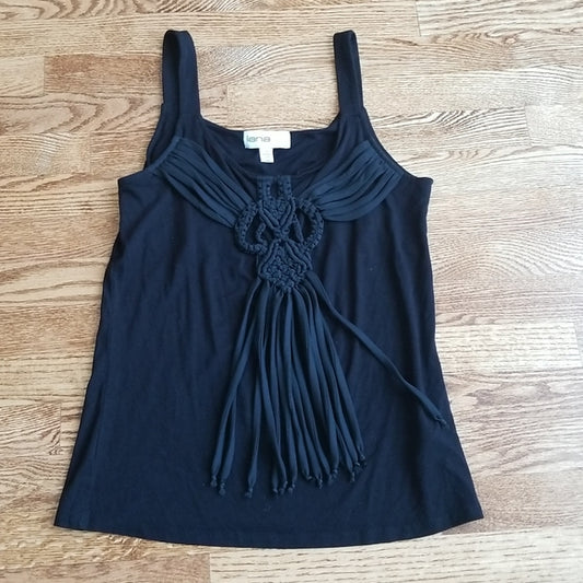 (S) lanalee Unique Rope Tie Front Detail Rayon Blend Tank Top