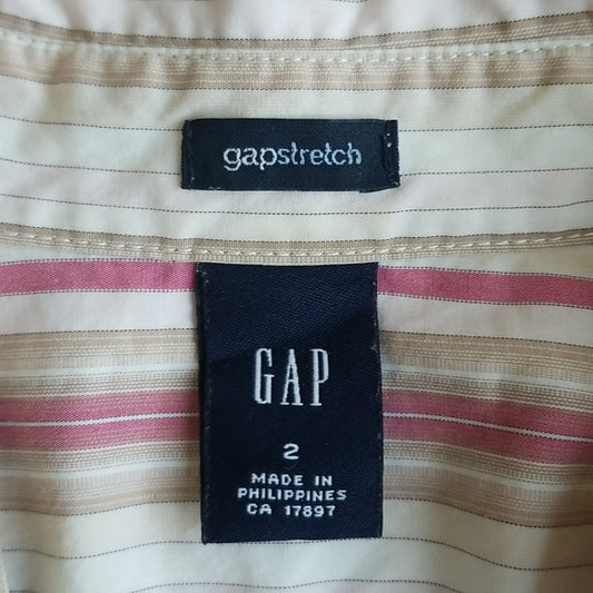(2) GAP Gapstretch Pinstriped Cotton Blend Button Up Top
