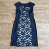(8) Connected Apparel Lace Design Fitted Midi Business Casual Dress