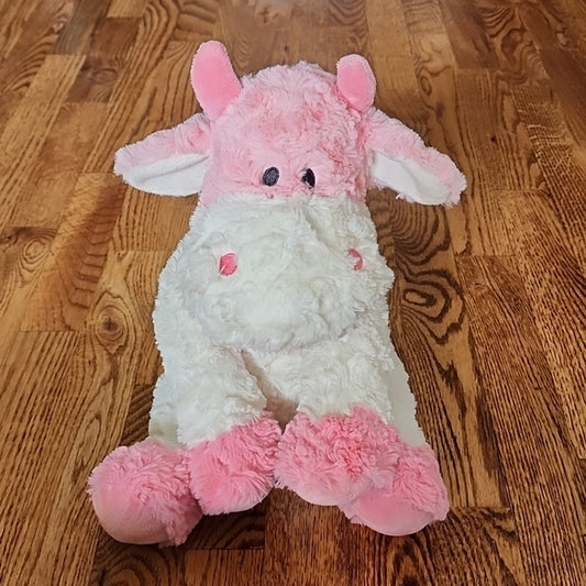 Nat & Jules Super Soft Plush Baby Pink and White Stuffed Cow Cuddly