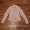 (S) Spirit Business Casual Pastel Ruffle Accented Button Up Cotton Blend Top