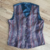 (L) Business Office Work Button Up Vintage Vest Style Victorian Classic Striped