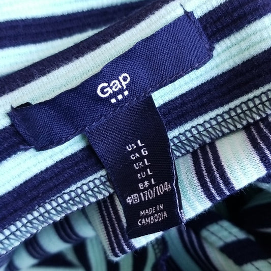 (L) GAP Striped Cotton Blend Casual Tank Top Weekend Summer Vacation