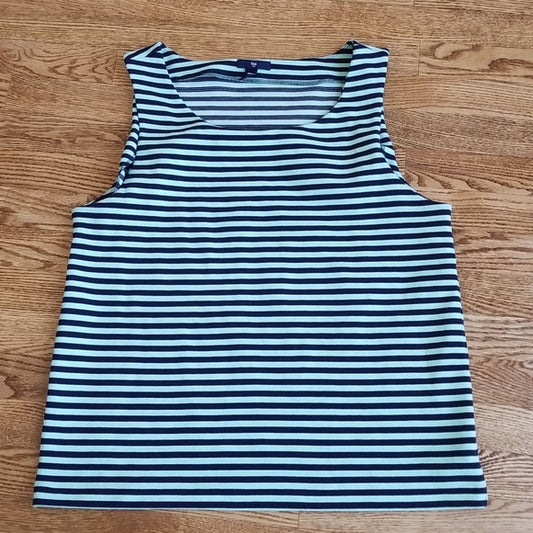 (L) GAP Striped Cotton Blend Casual Tank Top Weekend Summer Vacation