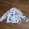 (L) Colorful Long Sleeve Collared Button Up Top Vacation Printed Unique