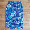 (14) Dana Buchman Multicolored Tropical Hawaiian Print 100% Silk Long Skirt