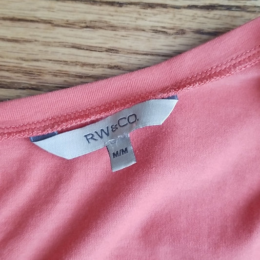 (M) RW&CO. Solid Color Scoop Neck Empire Waist Soft Cotton Short Sleeve Top