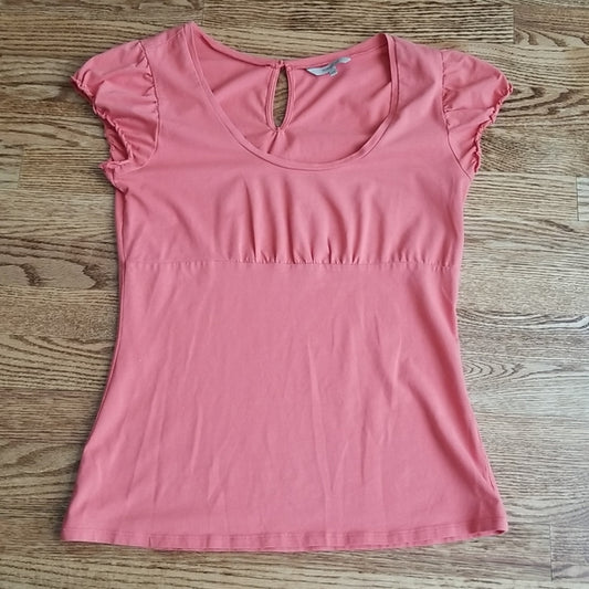 (M) RW&CO. Solid Color Scoop Neck Empire Waist Soft Cotton Short Sleeve Top