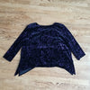 (20W) Connected Apparel Padded Shoulders Sparkly Swirl Velvet ¾ Sleeve Top