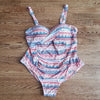 (3X) NWT George. Women's Aztec Print Ruched One Piece Swimsuit Removable Straps