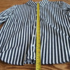 (S) ALIA Striped ¾ Sleeve Button Up Shirt Business Casual Collared Cotton Blend