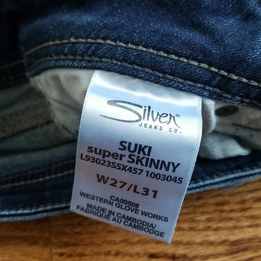 (27W/31L) Silver Jeans Co. Suki Super Skinny Cotton Blend Denim Jeans