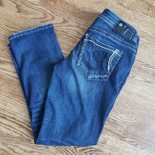 (27W) Silver Jeans Co. Aiko Viscose Blend Denim Mid Capris Contemporary Western