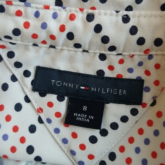 (8) Tommy Hilfiger Youth Girl's Long Sleeve Partial Button Up Long Tie Waist Top