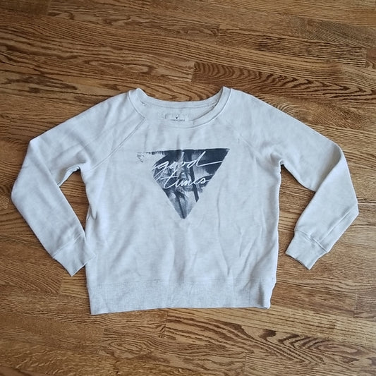 (XS) American Eagle Cotton Blend Graphic Pull Over Sweatshirt Casual Crew Neck