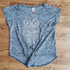 (7-9) No Boundaries Rayon Blend Boxy Style Embellished Owl Design Heathered Top