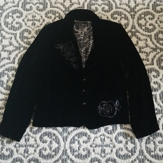 (16) Lynn Ritchie ❤Black Velvet Blazer❤Rose Ribbon Details ❤ Night Out Office