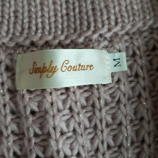 (M) Simply Couture Cozy Knit Long Sleeve Wool Blend Rose Gold Details Cottage