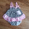 (6-12M) Baby Girl Paisley Print Ruffle Bow Accents Matching Set So Cute Adorable