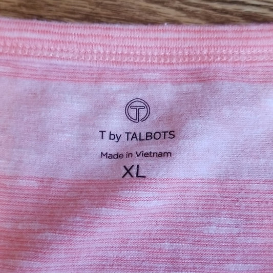 (XL) T by Talbots Heathered Striped Cotton Blend Tank Top Stretch Casual