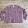 (XL) Northern Reflections Women's Thick Wool Blend Cable Knit V Neck Sweater