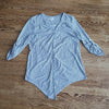 (L) Max Studio Women's Striped Button Down Shirt Soft Business Casual Modern