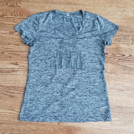 (M) Under Armour Women's Activewear Heathered V Neck T-Shirt Athletic Workout