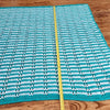 Hand Crocheted Lap Quilt in Teal and White Stripe Apprix 45