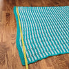Hand Crocheted Lap Quilt in Teal and White Stripe Approx 45x45 Cozy Warm Gift