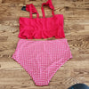 (10) NWT Zaful Country Cherry Red Gingham Two Piece Holidays Vacation Summer