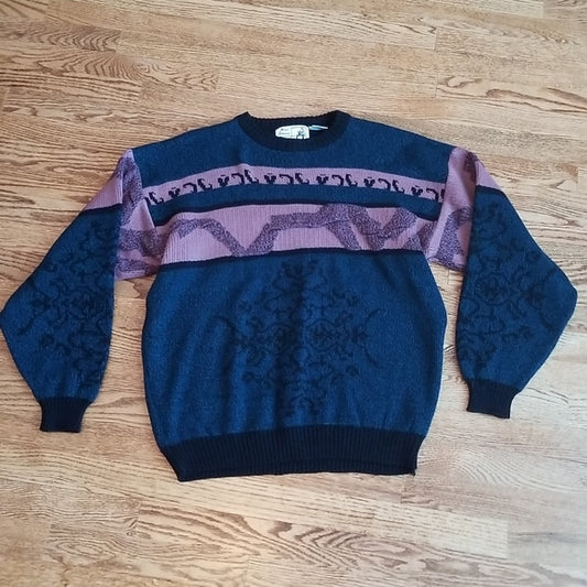 (L) Vintage Niao Foriew by Randy River Crew Neck Sweater Cozy Warm Athleisure