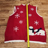 (M) cleo Polar Bear Snowflakes Knit Zip Up Vest Holidays Cozy Warm Athleisure