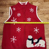 (M) cleo Polar Bear Snowflakes Knit Zip Up Vest Holidays Cozy Warm Athleisure