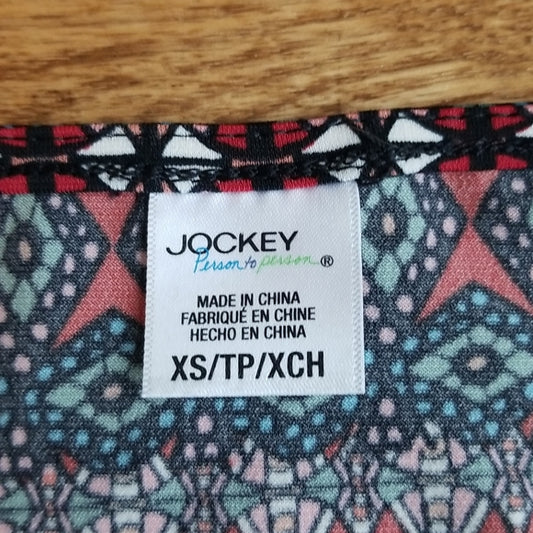 (XS) Jockey Person to Person Geometric Design Ruched Beaded Fancy Tank Top