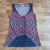 (XS) Jockey Person to Person Geometric Design Ruched Beaded Fancy Tank Top