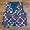 (L) Handmade Holiday Checkered Floral Poinsettia Print Vest