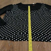 (L) NWT Polka Dot Embellished Lace Detail Soft Classic Long Sleeve Top