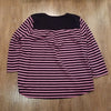 (L) Talbots Striped ¾ Sleeve Top Lace Cotton Casual Weekend Layers Comfy Classic