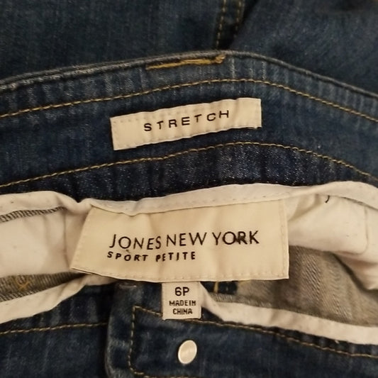 (6P) Jones New York Sport Petite Cotton Blend Jean Skirt Casual Denim Classic