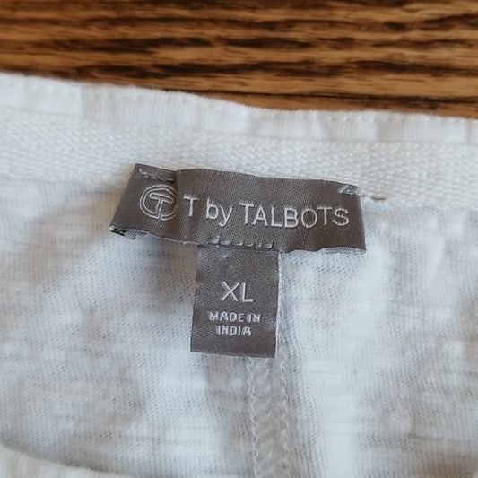 (XL) T by Talbots Embroidered 100% Cotton Lightweight Short Sleeve T-Shirt Vacay