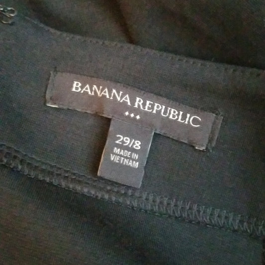 (29/8) Banana Republic Faux Leather Strip Black Mini Evening Datenight Classic