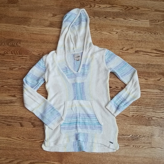 (S) Harlow Striped Pastel Thin Knit Pull Over Hoodie Bohemian Cottagecore Comfy