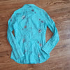 (S) Roper 100% Cotton Embroidered Sequin Long Sleeve Snap Button Down Shirt