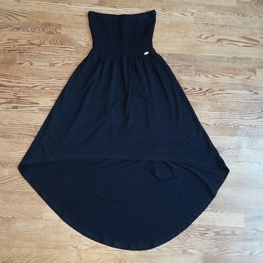 (M) Guess Black Strapless Flowy High Low Soft Rayon Blend Dress Vacation Summer