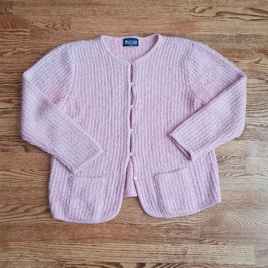 (XL) BayClub Poodle Knit Pastel Button Up Cardigan Cozy Cottagecore Warm Vintage