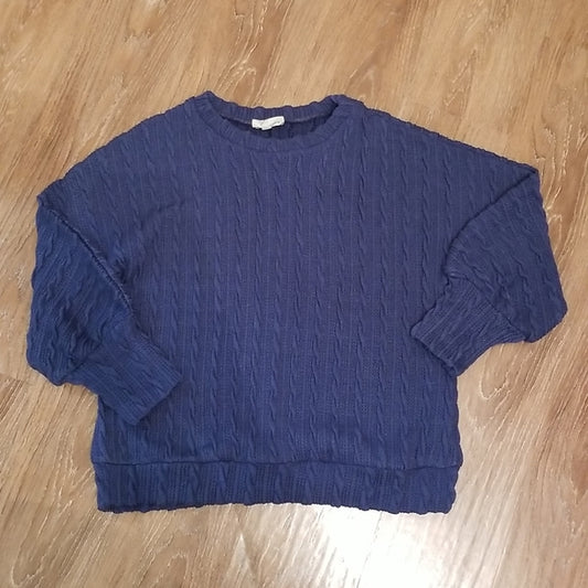(M) Luukse Cable Design Oversized Solid Color Crew Neck Sweater